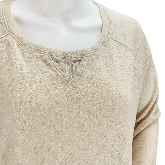 Victoria's Secret Womens Chambray Lace Crop Sweater Pullover Oatmeal Size S - Picture 6 of 12